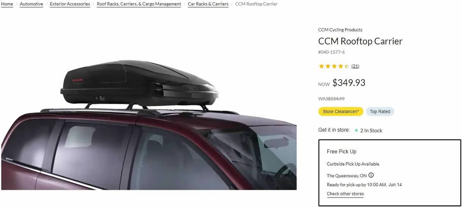 Ccm best sale cargo box