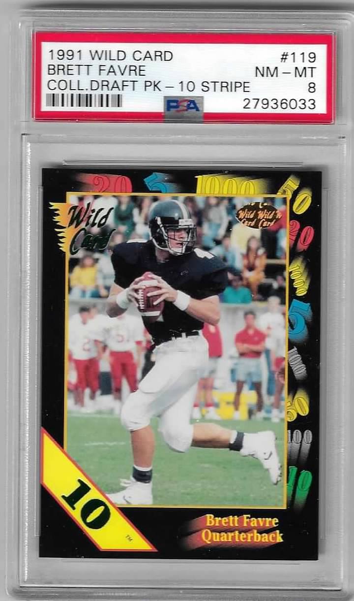 BRETT FAVRE 1991 Wild Card Draft Pick 10 Stripe PSA 8 - Blowout Cards Forums