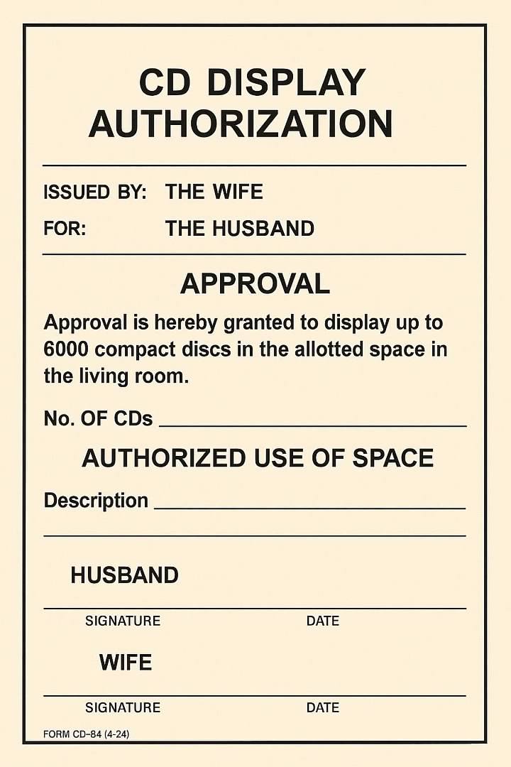CD Display Agreement between wife and husband