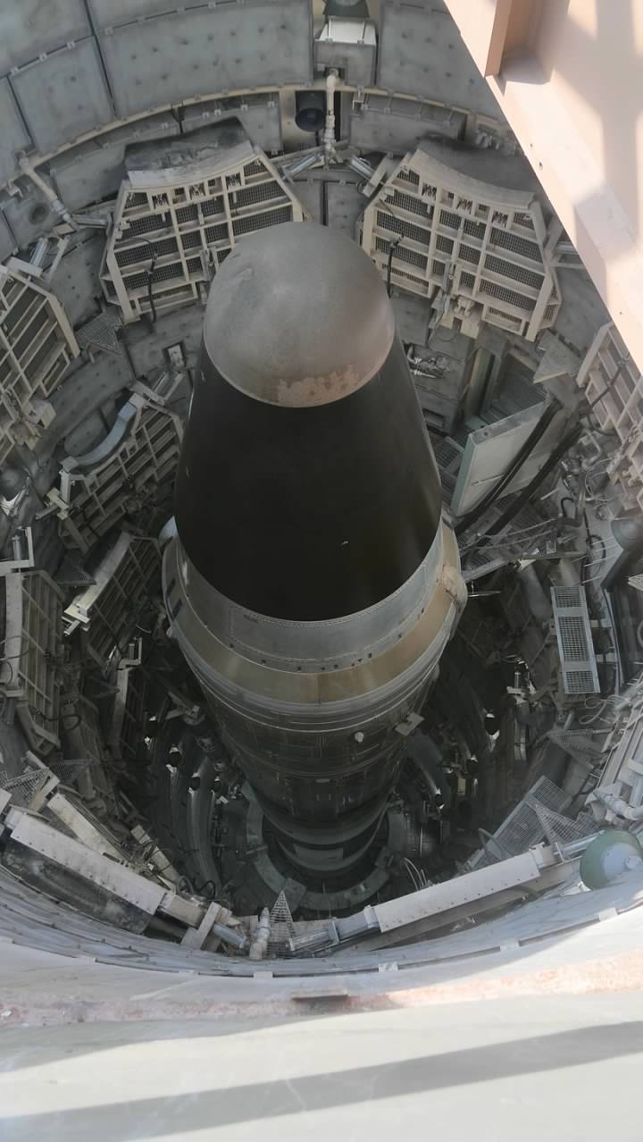 Looking down into the silo at the missile