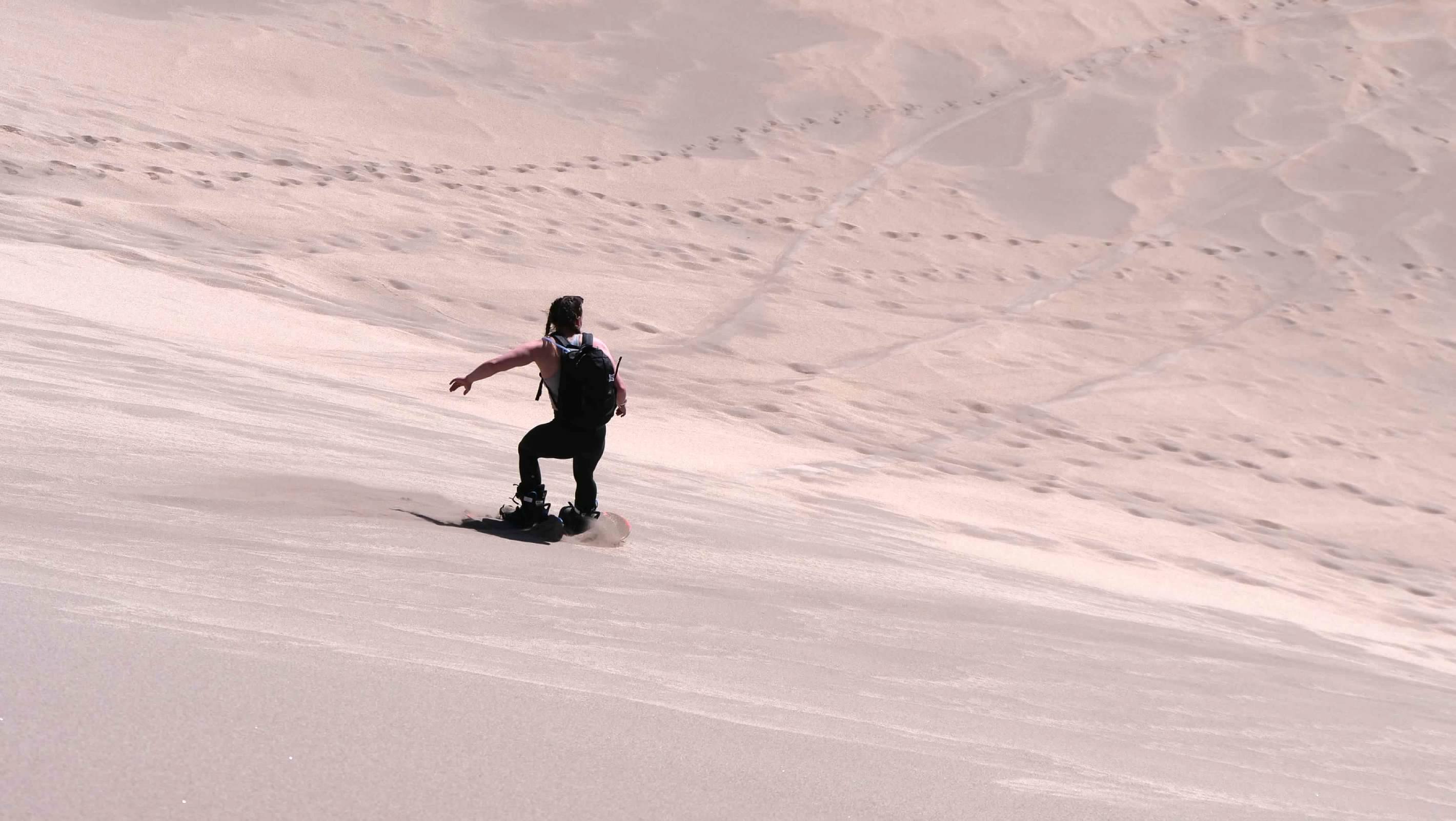 Snowboarding on the sand dunes