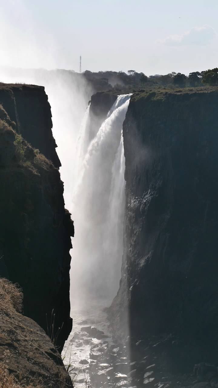 Looking down the chasm at Victoria Falls